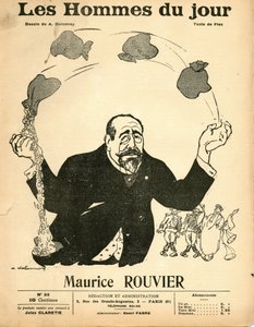 Omslag till "" Les Hommes du jour", cirka 1906 - Illustration av Aristide Delannoy (1874-1911): Silver - Rouvier Maurice (1842-1911) - Jonglering av Aristide Delannoy