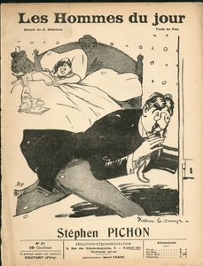 Omslag till "" The Men of the Day"", cirka 1905 - Illustration av Aristide Delannoy (1874-1911): Sovrum - Marianne, Pichon Stephen (1857-1933) av Aristide Delannoy