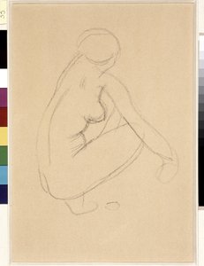 Naken knäböj. Teckning av Aristide Maillol (1861-1944). Penna på papper. Mått: 32x23cm. Musee Cantini, Marseille av Aristide Maillol