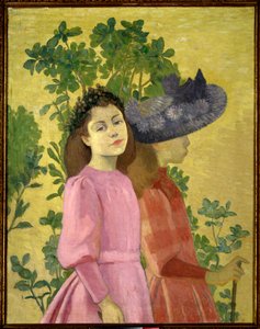 Två unga flickor, vårmålning av Aristide Maillol (1861-1944) 1890 privat samling