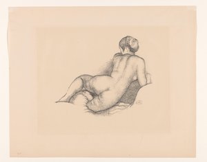 Naken kvinna, sedd bakifrån Dina, sur son coude droit (originaltitel) av Aristide Maillol