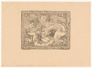 Gobeläng med fyra musikskapande kvinnor i ett landskap Concert champêtre (originaltitel) av Aristide Maillol