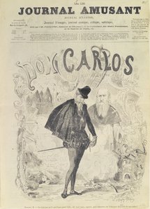 Framsidan av "Le Journal Amusant", med en karikatyr av Don Carlos, från operan "Don Carlos", av Giuseppe Verdi (1813-1901):
