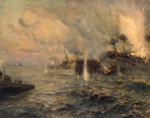 Sjöslaget vid Tsushima den 27 maj 1905 av Arkadi Afanassjewitsch Tschumakow