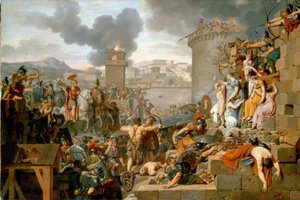 ""Metellus Raising the Siege" (Metellus Raising the Siege) Under belägringen av staden Centobrica arresterar Quintus Caecilius Metellus Macedonicus sina soldater när invånarna avslöjar Rhetogenes barn för att attackera honom. Målad av Armand Charles Caraffe