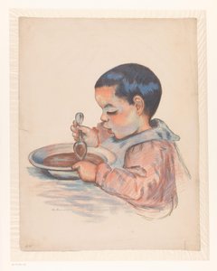 Barn äter soppa