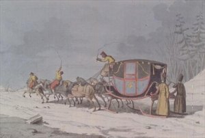 Häst och vagn på slädar från "Ryssarnas seder och vanor"