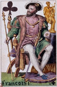 Representation av kung Francois I (1494-1547). Detalj av ett spelkort gjort av Gustave Houbigant (1789-1862) 1800-talets Paris B.N.