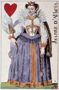 Representation av drottning Jeanne av Albret (Joan III av Navarra) (1528-1572) mor till Henrik IV (1553-1610). Detalj av ett spelkort gjort av Gustave Houbigant (1789-1862) 1800-talets Paris B.N.