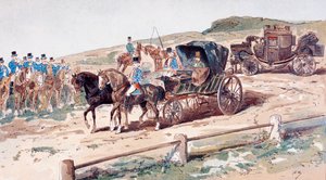 En postillion monterad på en vagnhäst, 1800-talet, 1886
