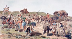 En vagn som reser med eskort på 1400-talet, 1886 av Armand Jean Heins