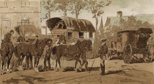 Postvagn, vagn för den kungliga holländska kurirservicen och vagn, Nederländerna, 1800-tal av Armand Jean Heins