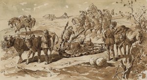 Oxdragna släde- och packhästar i primitiv tid av Armand Jean Heins
