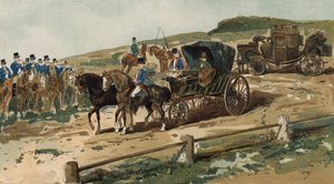 Postilioner, vagn och postvagn, Nederländerna, 1800-talet
