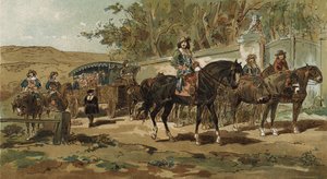 Postkärra och eskort, Spanska Nederländerna, början av 1600-talet av Armand Jean Heins