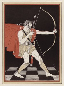 Odysseus ritar sin båge (färg litho)