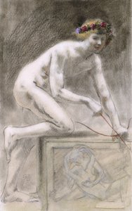 Eros (kol på papper) av Armand Rassenfosse
