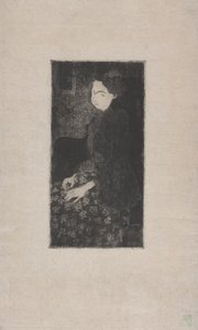 Femme assise avec chapeau a plumes (Sittande kvinna med fjäderhatt) c.1893 (etsning, torrnål och stipple) av Armand Séguin