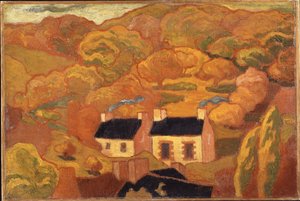 Två stugor med halmtak (Les deux chaumieres) c.1893-94 (olja på duk) av Armand Séguin