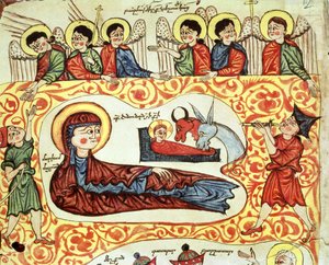 Ms 404 fol.1v Födelsekyrkan, från ett evangelium