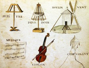 Illustrationer från "A French Alphabet Book of 1814", pub. av Charles Plante Fine Arts