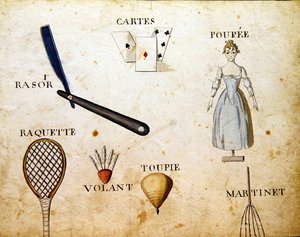 Illustrationer från "A French Alphabet Book of 1814", pub. av Charles Plante Fine Arts