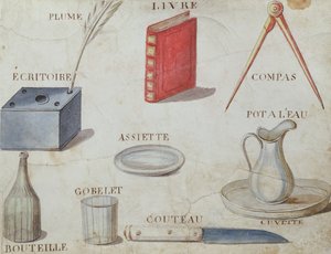 Illustrationer från "A French Alphabet Book of 1814", pub. av Charles Plante Fine Arts, 1814