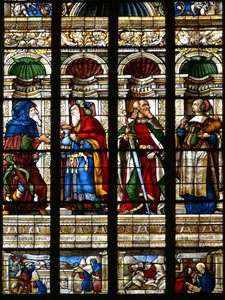 Abraham, Melchisedech, Sankt Paulus och Samos sibylla - Målat glas i kapellet Saint James, Arnaud de Moles (1470-1520) färdigställd 1513 - Cathedrale Sainte Marie d