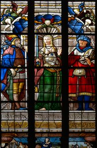 Josue, the Sibyl Europe and Amos - Målat glas i kapellet Saint Catherine, Arnaud de Moles (1470-1520), färdigställd 1513 - Cathedrale Sainte Marie d