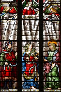 Profeten Daniel, Sibylle Cimmerienne och Saint Matthew the Evangelist - Målat glas i kapellet Saint Louis, Arnaud de Moles (1470-1520) färdigställd 1513 - Cathedrale Sainte Marie d