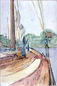 The Deck of a Dutch Yacht, 1913 (wc på papper) av Arnold 1867 1931 Bennett