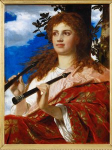 Die Muse des Anakreon - Anakreons musa ... (målning på duk) av Arnold Böcklin