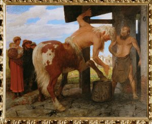 Kentaur in der Dorfschmiede - Kentaur vid bysmedjan ... av Arnold Böcklin