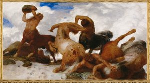 Kentaurenkampf - En kamp mellan centaurer ... (målning på duk) av Arnold Böcklin