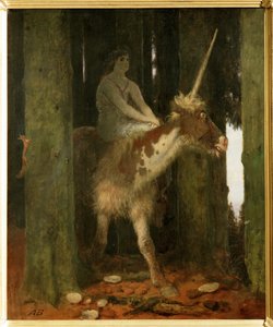 Waldesstille - Skogens tystnad. ... (målning på trä) av Arnold Böcklin