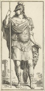Minerva som personifiering av förnuftet Reede (titel på objekt) Fyrtioen stycken, flera Sinne-statyer (serietitel) av Arnold Houbraken