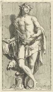 Personifiering av poesi Digtkonst (titel på objekt) Fyrtioen stycken, olika Sinne Beelden (serietitel) av Arnold Houbraken