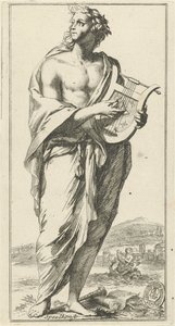 Musikpersonifiering Spela konst (titel på objekt) Fyrtioen stycken, flera Sinne-statyer (serietitel) av Arnold Houbraken