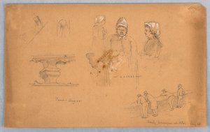Arkitektoniska och figurskisser av Arnold William Brunner