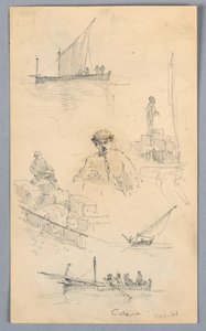 Skisser i hamnen i Catania av Arnold William Brunner