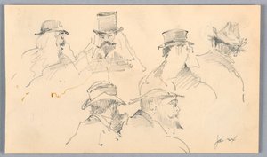 Skisser av mäns huvuden av Arnold William Brunner