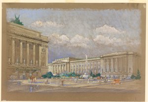 Studie för Proposed Music and Arts Center, New York, NY av Arnold William Brunner