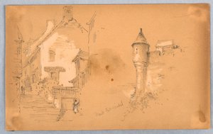 Två skisser på Mont. St Michel av Arnold William Brunner
