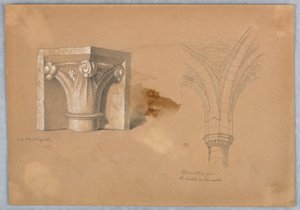 Två studier av arkitektoniska detaljer av Arnold William Brunner