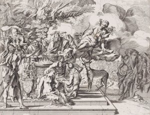 Offret av Iphigenia, 1650-1700. av Arnold van Westerhout.