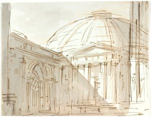 En rund byggnad (Pantheon?)