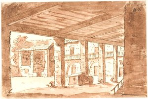 Italiensk innergård med arkad