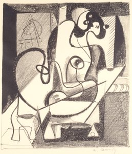 Målare och modell (Skapelsekammaren) av Arshile Gorky