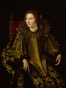 Italienska: Ritratto di una donna seduta (signora Caterina Savelli) Porträtt av en sittande dam (senora Caterina Savelli) av Artemisia Gentileschi