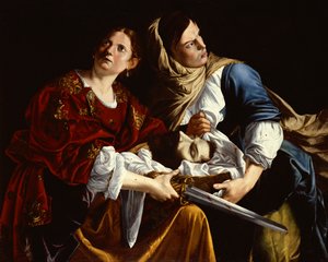 Judith och hennes tjänarinna med huvudet av Holofernes (olja på duk) av Artemisia Gentileschi